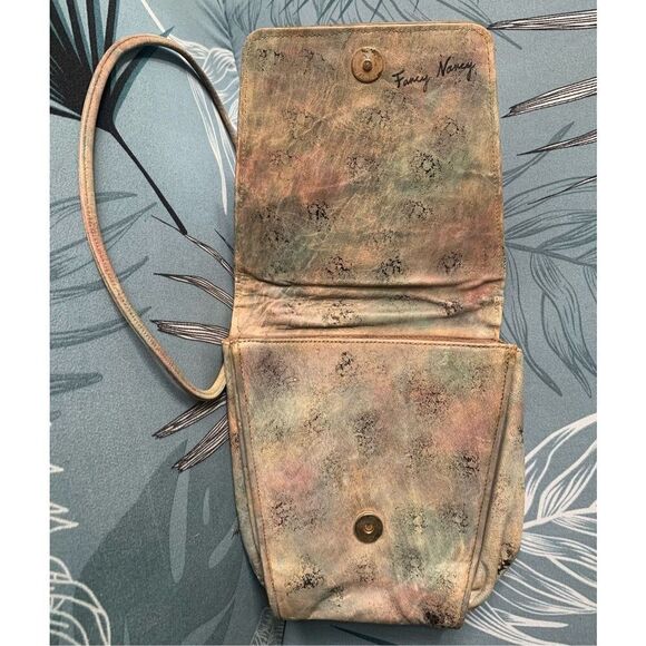 Fancy Nancy Hand Painted Vintage Leather Shoulder Bag Purse MCM 80’s - Picture 5 of 10